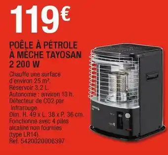 Poêle à pétrole à mèche tayosan 2 200 w