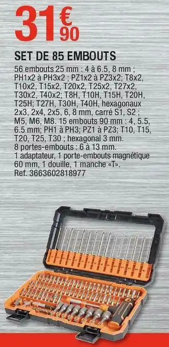 Brico Dépôt Magnusson set de 85 embouts offre