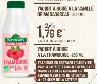 naturéO Bonneterre yaourt à boire à la framboise offre