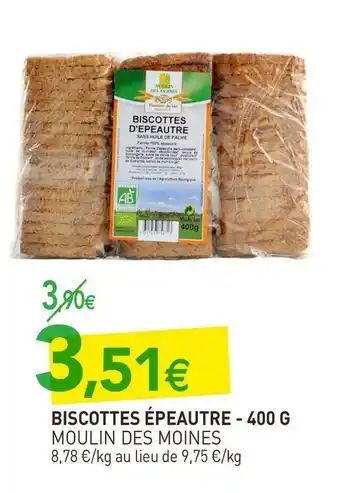 naturéO Moulin des moines biscottes épeautre offre