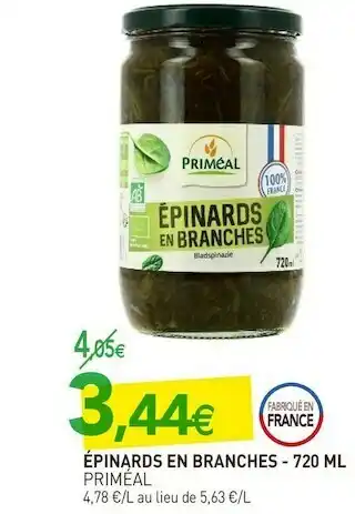 naturéO Priméal épinards en branches offre