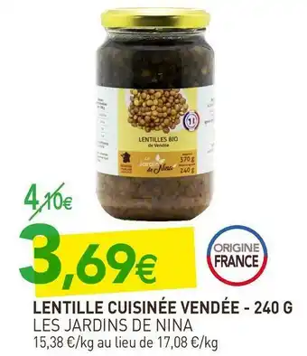 Les jardins de nina lentille cuisinée vendée