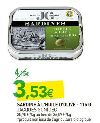 naturéO Jacques gonidec sardine à l'huile d'olive offre
