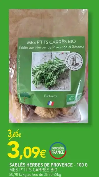 naturéO Mes p’tits carrés bio sablés herbes de provence offre