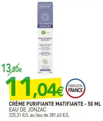 naturéO Eau de jonzac crème purifiante matifiante offre