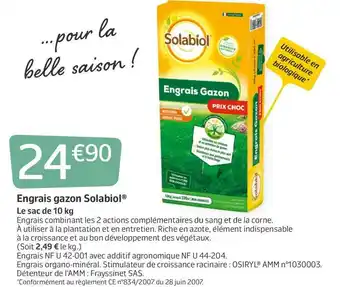 Jardiland Engrais gazon solabiol® offre