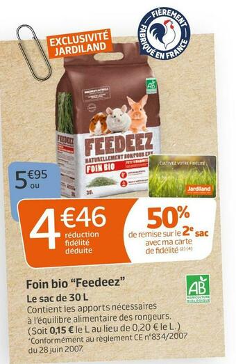 Jardiland Feedeez foin bio “feedeez” offre