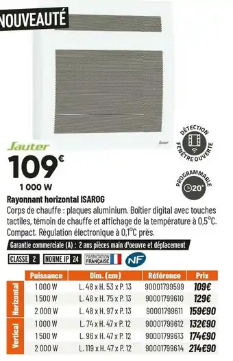 Bricorama Sauter rayonnant horizontal isarog offre