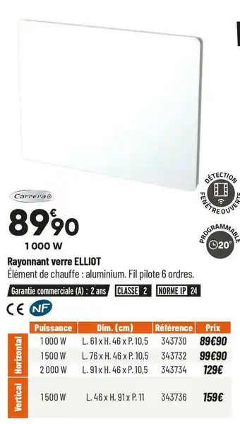 Bricorama Carrera rayonnant verre elliot offre