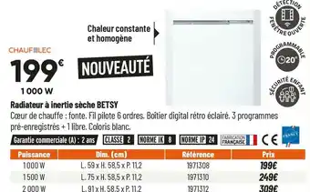 Chaufelec radiateur à inertie sèche betsy