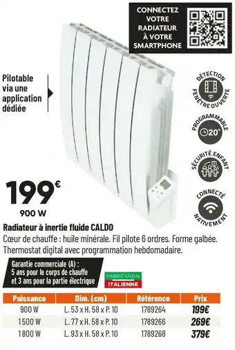 Bricorama Radiateur inertie fluide caldo offre