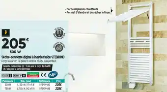Bricorama Sèche-serviette digital à inertie fluide stendino offre