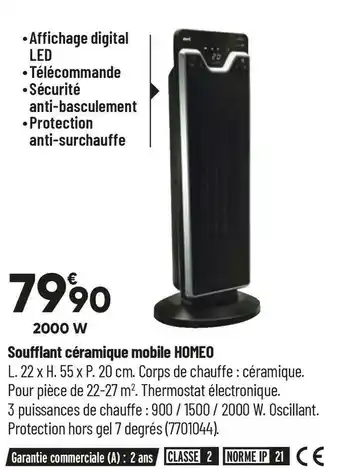 Bricorama Soufflant céramique mobile homeo offre