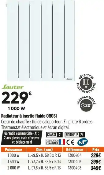 Sauter radiateur à inertie fluide orosi