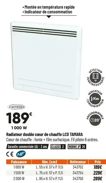 Carrera radiateur double cœur de chauffe lcd tamara