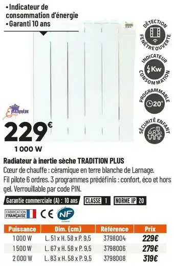 Marinière radiateur à inertie sèche tradition plus