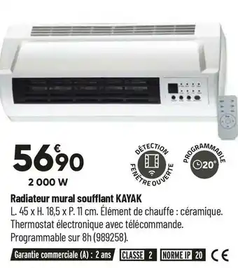 Bricorama Radiateur mural soufflant kayak offre