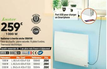 Bricorama Sauter radiateur à inertie sèche sibayak offre