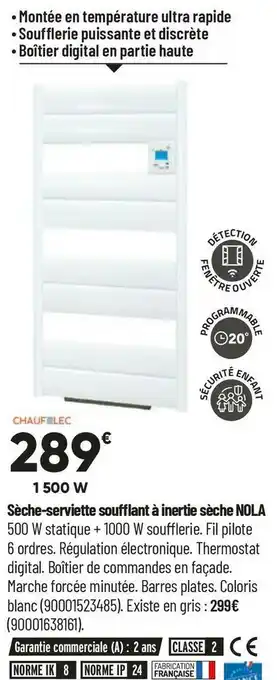 Bricorama Chauf lec sèche-serviette soufflant à inertie sèche nola offre
