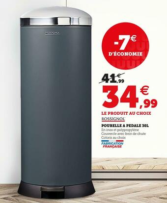 Hyper U Rossignol poubelle a pedale 30l offre