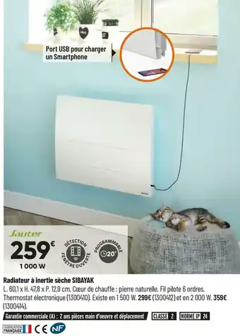 Bricorama Sauter radiateur à inertie sèche sibayak offre