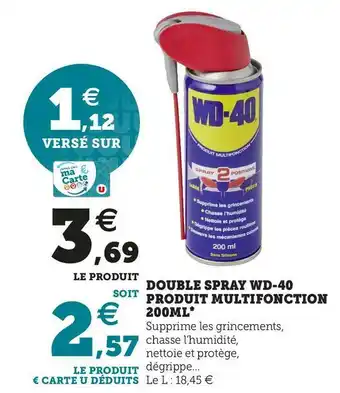 Hyper U Wd-40* double spray produit multifonction offre