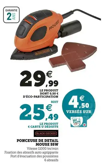 Blackanddecker ponceuse de detail mouse 55w