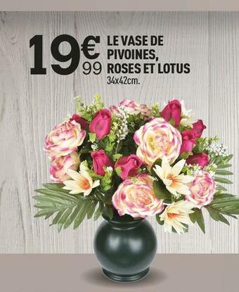 Centrakor Le vase de pivoines, roses et lotus offre