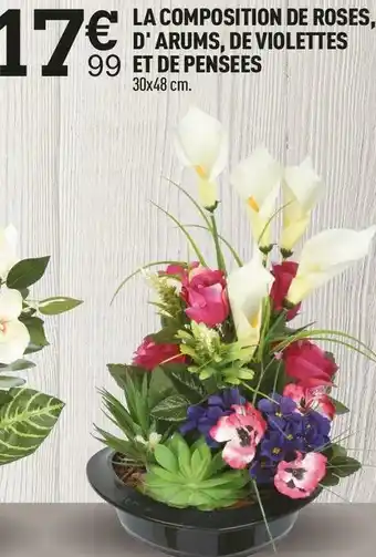 Centrakor La composition de roses, d' arums, de violettes et de pensees offre