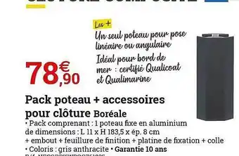 Espace emeraude Pack Poteau + Accessoires Pour Clôture Boréale offre