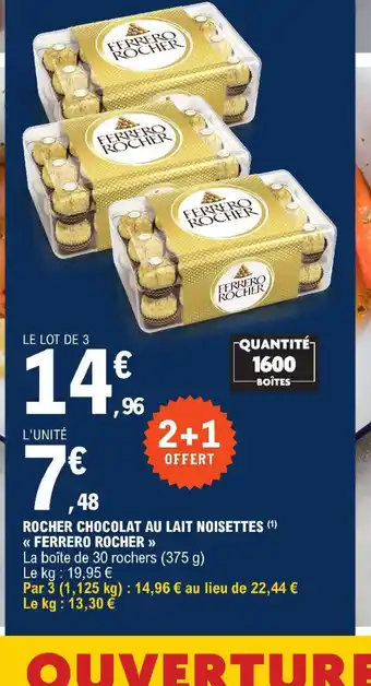 E.Leclerc ROCHER CHOCOLAT AU LAIT NOISETTES offre