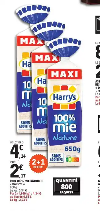 E.Leclerc PAIN 100% MIE NATURE (¹) offre