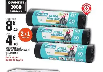 E.Leclerc SACS POUBELLE ULTRA RÉSISTANT 50 L offre