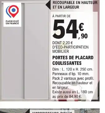 E.Leclerc Brico PORTES DE PLACARD COULISSANTES offre