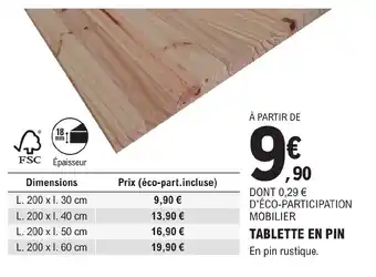 E.Leclerc Brico TABLETTE EN PIN offre