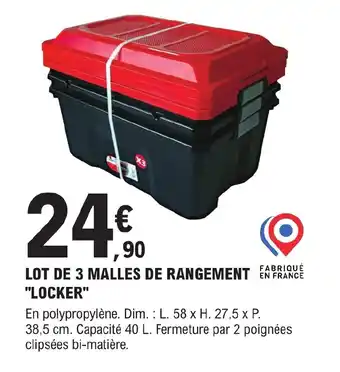 E.Leclerc Brico LOT DE 3 MALLES DE RANGEMENT EN FRANCE "LOCKER" offre