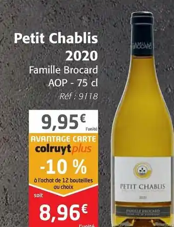 Colruyt Petit Chablis 2020 offre
