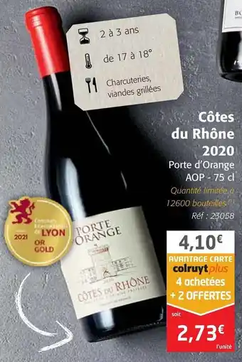 Colruyt Côtes Du Rhône 2020 offre