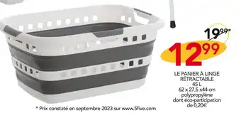 5 five le panier à linge rétractable 45 l