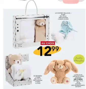 Stokomani Pioupiou et merveilles le coffret peluche + plaid / le doudou + plaid / la peluche justin le lapin coucou offre