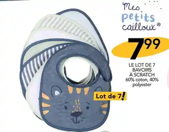 Stokomani Mes petits cailloux le lot de 7 bavoirs à scratch offre