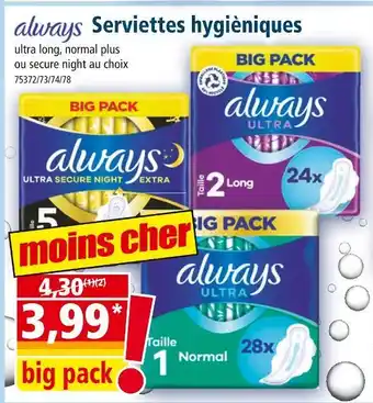 Norma Always serviettes hygièniques offre