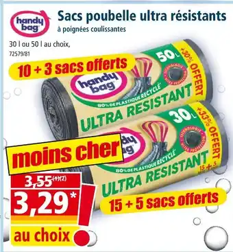 Norma Handy bag sacs poubelle ultra résistants à poignées coulissantes offre