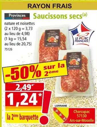 Norma Provinces saucissons secs offre