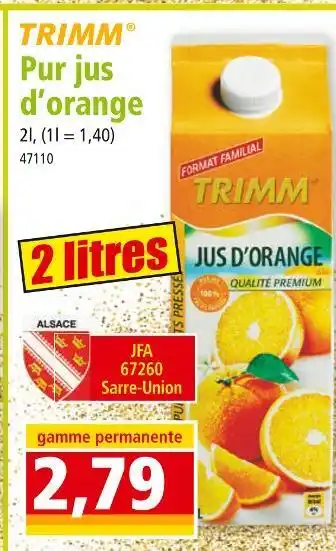 Norma Trimm pur jus d’orange offre