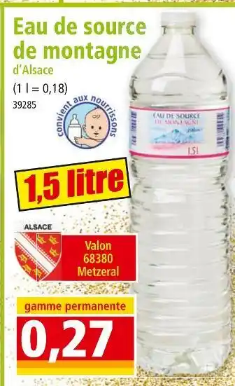Eau de source de montagne dâalsace
