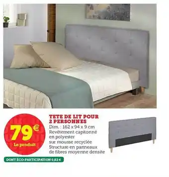 Hyper U Tête De Lit Pour 2 Personnes 162 x 94 x 9 cm offre
