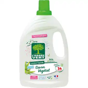 Carrefour L'arbre vert lessive liquide offre