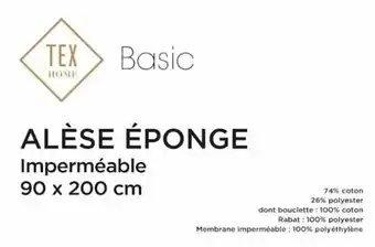 Carrefour Tex basic alèse bouclette imperméable offre