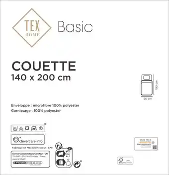 Carrefour Tex basic couette basic offre